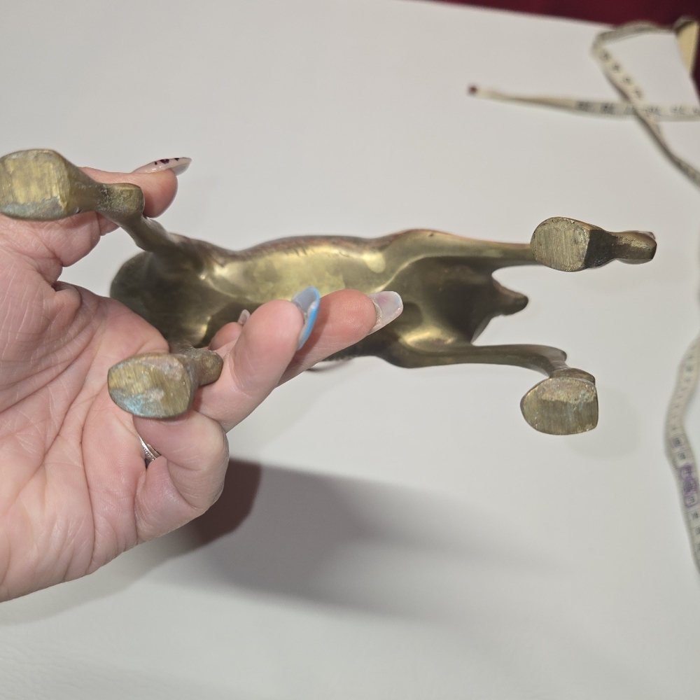 Brass Standing Deer Buck  Figurine - Metallic Gold Accent Vintage - Picture 5 of 7